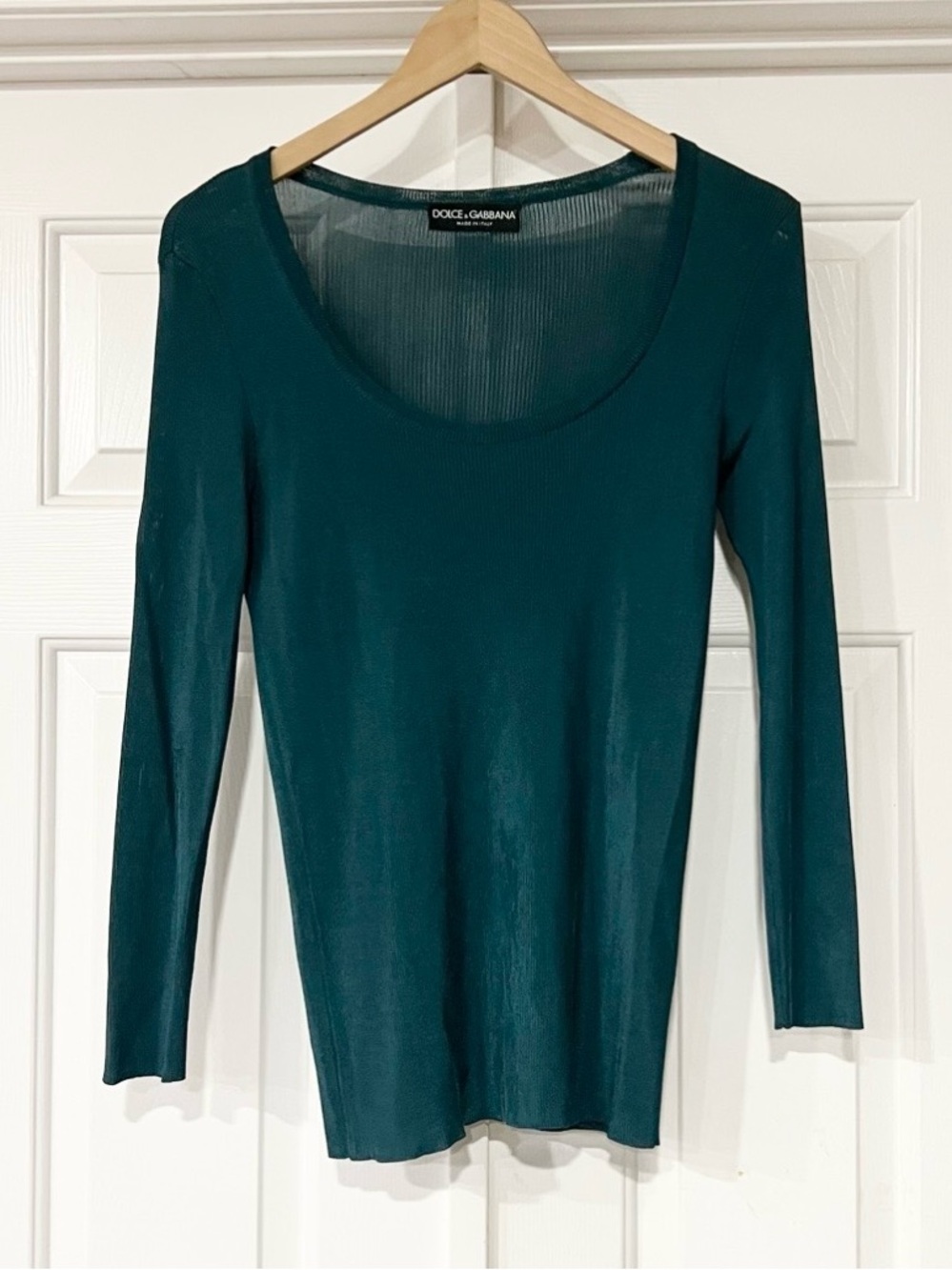 Dolce & Gabbana | Deep Teal Scoop Neck Long Sleeve Top